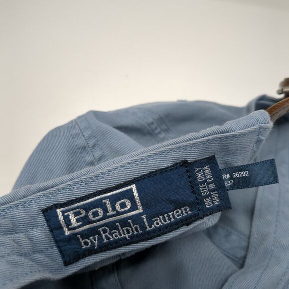 Polo Ralph Lauren Slideback Hat Blue One Size Small Pony Leather Strap - Picture 8 of 8